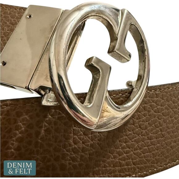 Gucci GG Supreme Leather Belt Black/Brown Reversible Silver Buckle Size 75/30 - Picture 3 of 13